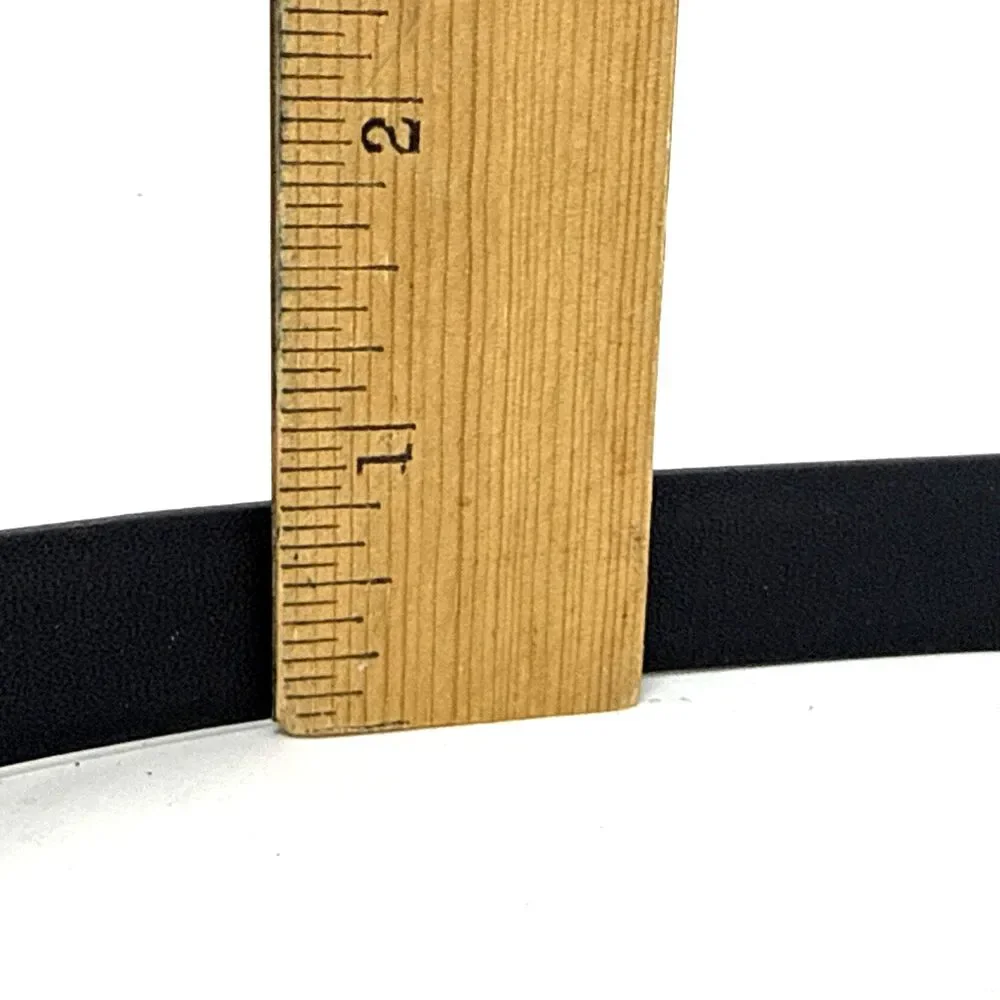 CHICO'S Leather & Silver Hook Buckle Belt Womens M/L Black Adjustable Statement